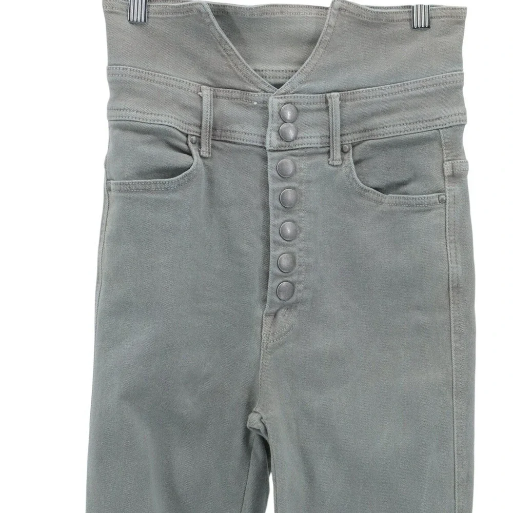 Mother The Swooner Exposed Snap Jeans Charcoal Skinny 27